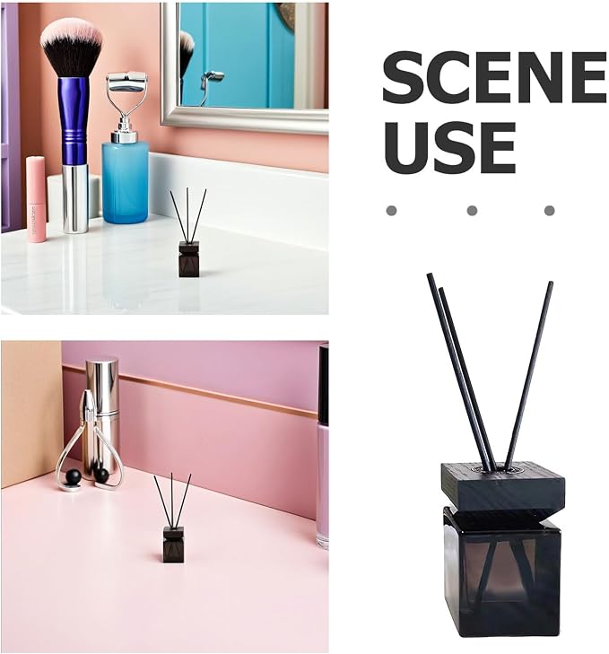 FOMIYES 1set Empty Diffuser Bottle Wooden Lid Rattan Fragrance Oil Bottle for Home Office Spa and Bathroom Decor