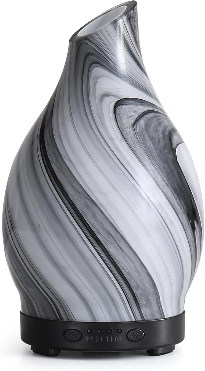 Essential Oil Diffuser Aromatherapy Diffuser 120ml Cool Mist Aroma Diffuser with 7 Colors Changing Light, Timer and Auto-Off Function (Grey Swirl)