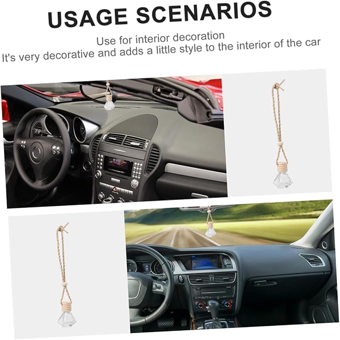Mikinona 8pcs Car Aromatherapy Bottle Empty Perfume Hanging Bottle Kit Portable Diffuser