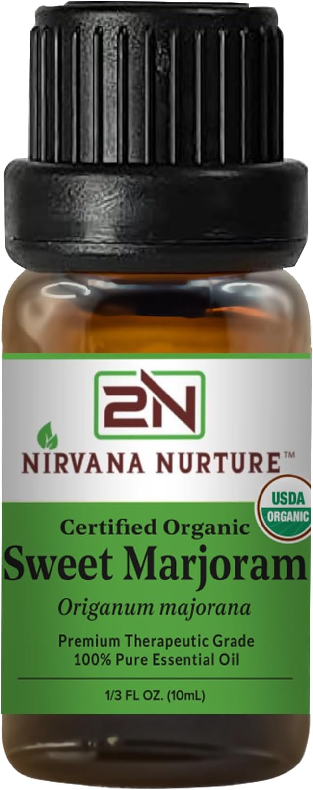 Sweet Marjoram Essential Oil, USDA Certified Organic, 100% Pure Undiluted, Aromatherapy Oil for Diffuser, Hair & Skin Care