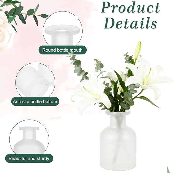 150 ml / 5 oz Matte Transparent Glass Diffuser Bottle, Empty Refillable Aromatherapy Container with Wide Opening, Replacement Jar for Essential Oil Sticks, Home Fragrance Decor