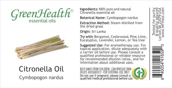 2 Bottles - 16 fl oz Citronella Essential Oil (100% Pure & Uncut), Aluminum Bottle - GreenHealth