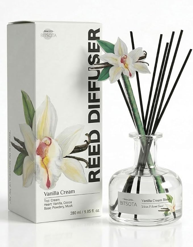 Reed Diffuser Set for Bathroom & Home, Long Lasting Essential Oil Aroma, Glass Bottle Home Fragrance with Sticks, Ideal Gift for Woman
