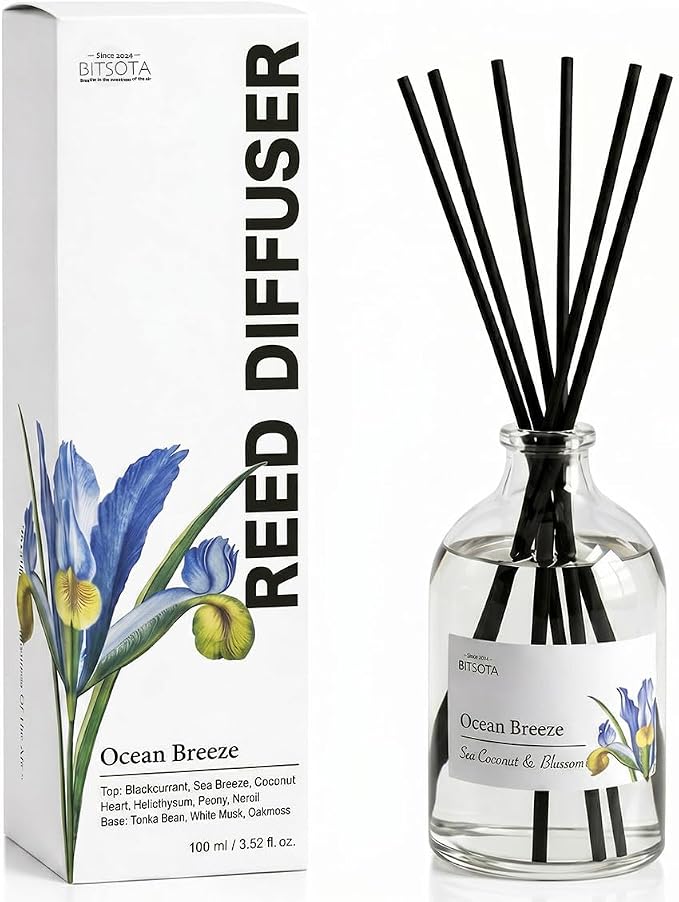 Reed Diffuser Set for Bathroom & Home, Long Lasting Essential Oil Aroma, Glass Bottle Home Fragrance with Sticks, Ideal Gift for Woman