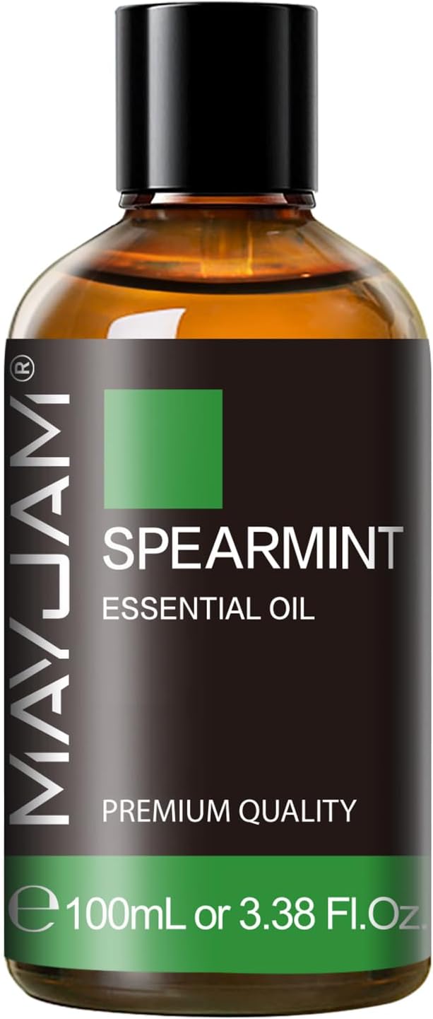 Spearmint Essential Oil, MAYJAM Pure Essential Oils for Diffusers, 3.38FL.OZ/100ML Large Volume Spearmint Oil for Facial Hair with Premium Glass Dropper