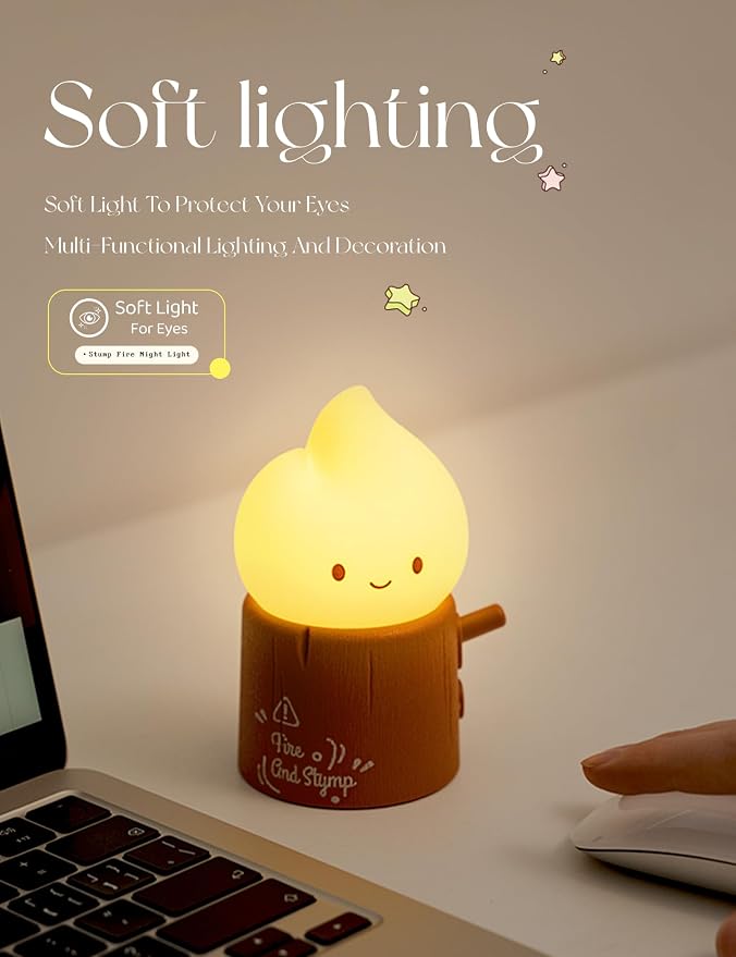 WANIDEA Flameless Candles Lamp, Cute Night Light,Torch Stump Light, LED Tea Lights Candles Rechargeable Night Light,Suitable for Kids lamp Bedroom,Outdoor,Camp, Gift, Christmas,Halloween
