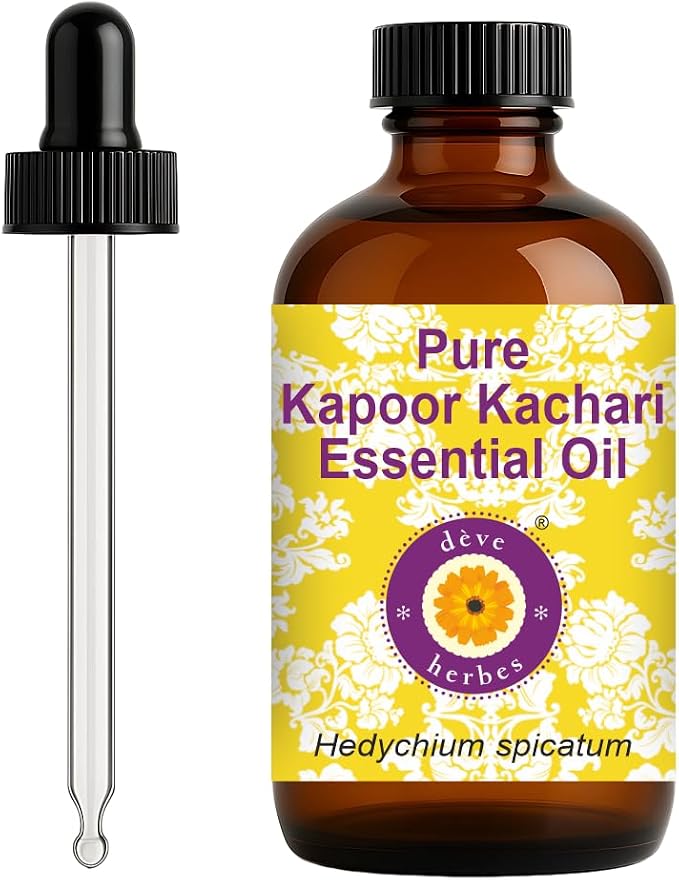 dève herbes Kapoor Kachari Essential Oil (Hedychium spicatum) with Glass Dropper | Pure | Non-Sticky | Non-Greasy | Lightweight | Men & Women | All Skin Types | Steam Distilled 120ml (4 oz)