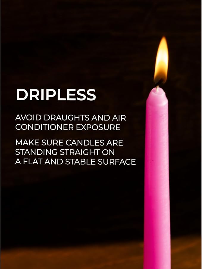 CANDWAX 10 inch Pink Taper Candles Set of 4 - Unscented Smokeless Dripless Tall Candle Sticks - Perfect as Easter Candles and for Holidays, Ordinary Dinners and Special Occasions - Pink Candlesticks