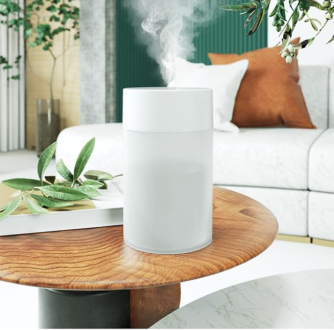 Mini Humidifier, USB Power Supply, Suitable for Study Room, Bedroom, Baby Room, Office, Car, With 7 Color LED, Air Humidifier, Can Be Used for Facial Moisturizing (White)