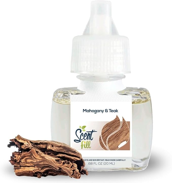 Scent Fill Mahogany Teak Plug in Air Freshener, Scented Oil Refills, 2 Refills + Diffuser