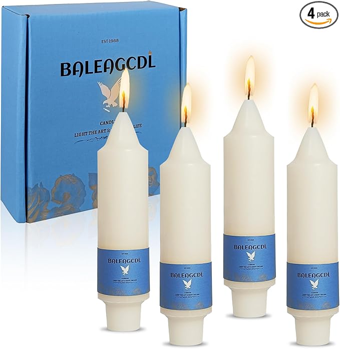 Smokeless Candlesticks Short Taper Candle,Unscented 5 Inches Cream White Candle Sticks Dripless Tapered Candles for Home Décor Weddings(4pcs-Cream White)