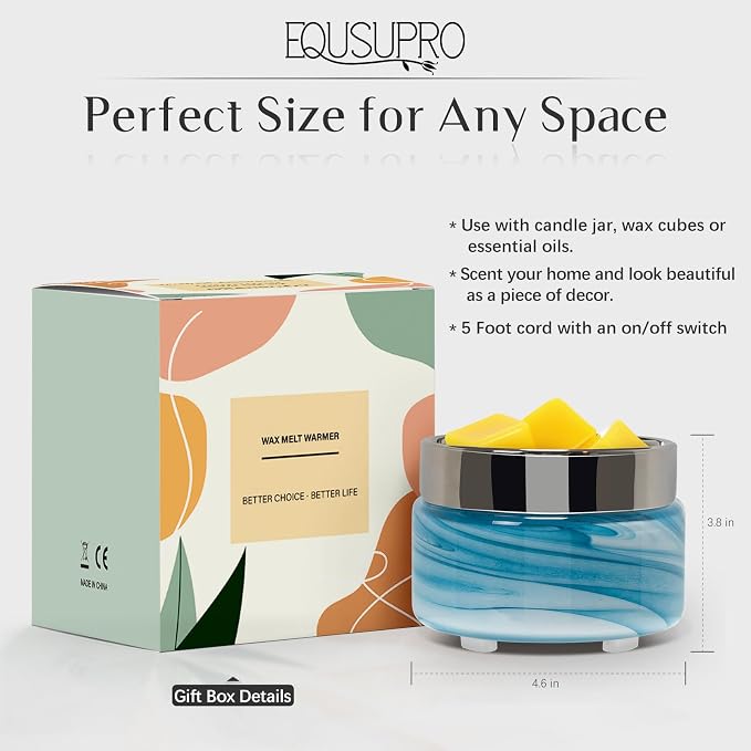 EQUSUPRO Wax Melt Warmer for Scented Wax Melts- Electric 4 in-1 Ceramic Candle Wax Warmer Burner Fragrance Wax Melter for Home Office Bedroom Living Room Decor & Gifts for Women