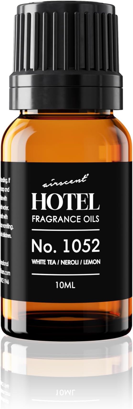 AirScent White Tea Harmony Hotel Diffuser Oil No. 1052 - White Tea Neroli Lemon - Fragrance Oil for Ultrasonic and Waterless Diffusers and Crafting - 10 mL, 0.34 fl oz Glass Bottle