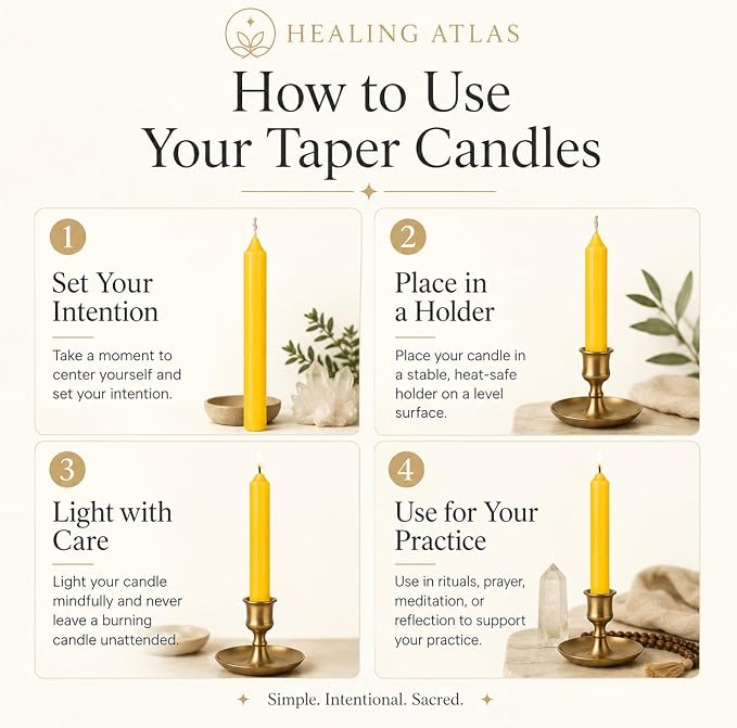 6 Inch Taper Candle 6 Pack Spell, Wicca, Santeria, Energized Candles Velas de 6 Pulgadas Paquete de 6 Velas (Yellow (6 Pack))