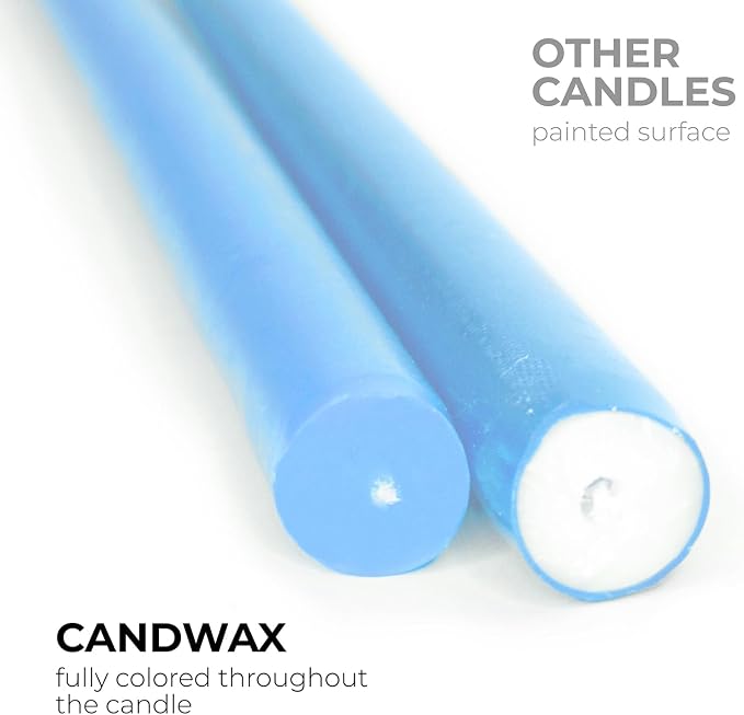 CANDWAX Light Blue 12 inch Taper Candles Set of 4 - Unscented Smokeless Dripless Tapers for Dinner Table, Home Decor, Easter Decor, Party, Wedding and Ordinary Dinners - Spring Candles
