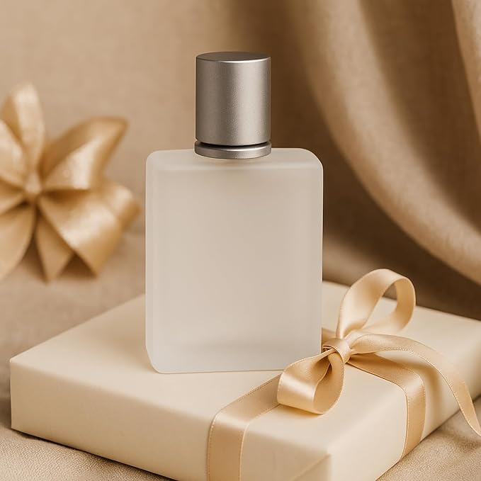 2Packs 50ml Frosted Glass Perfume Spray Bottle with Silver Cap Refillable Empty Atomizer Container Refillable Fragrance Bottle for Essential Oils, Cologne, Fragrance, Travel & DIY Cosmetics