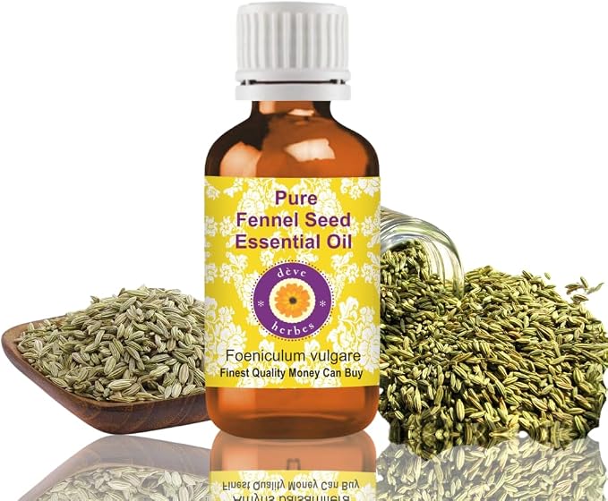 Deve Herbes Pure Fennel Seed Essential Oil (Foeniculum vulgare) Steam Distilled 100ml (3.38 oz)
