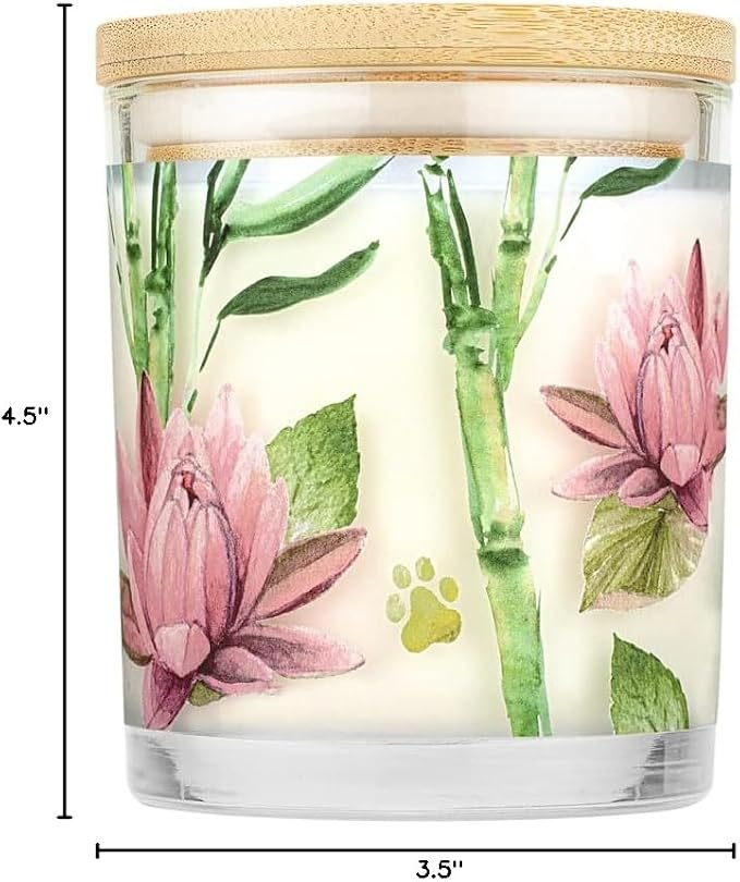 Pet House Candles, Plant-Based Pet Candle Clean Burning, 60 Hour Burn Time with a Natural Fiber Wick - Bamboo Watermint