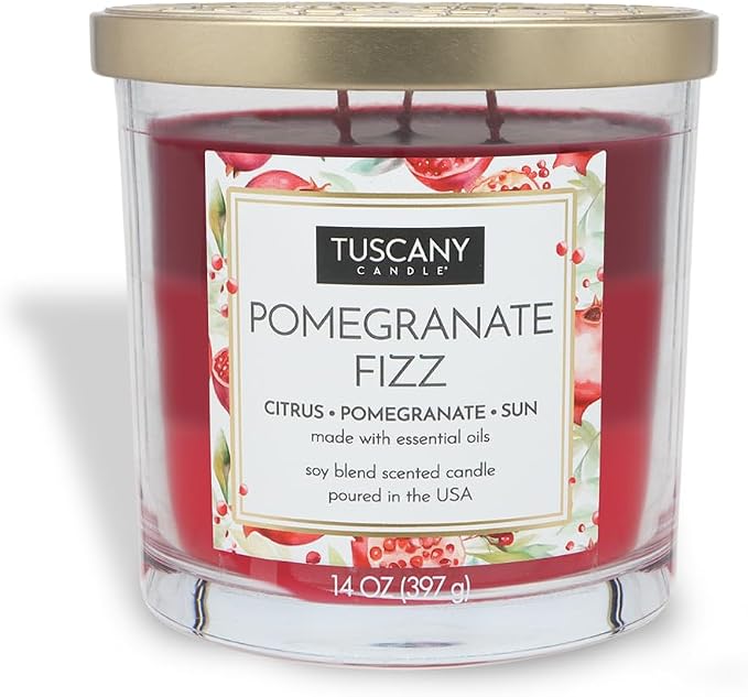 Tuscany Candle Pomegranate Fizz: Pomegranate & Sparkling Citrus Scented Candle, 14 oz