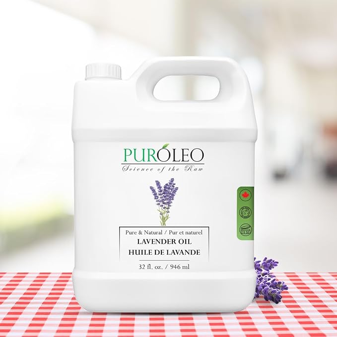 PUROLEO Lavender Essential Oil 32 Fl Oz/946 ML (Packed in Canada) 100% Pure Natural Undiluted for Aromatherapy, Aromatherapy Oil for Sleep, Relaxation Bulgaria France Oil Diffuser