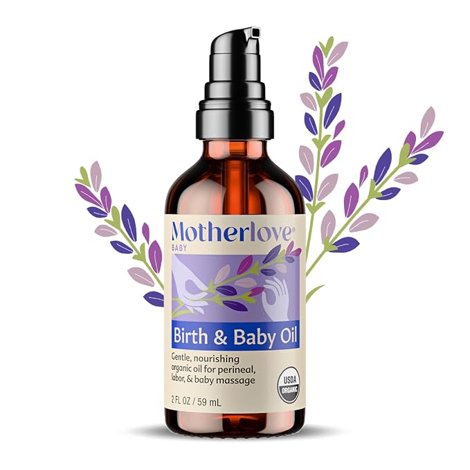 Motherlove Birth & Baby Oil (2 oz) Gentle Lavender-Infused Oil for Perineal, Labor & Baby Massage—USDA Organic, Vegan, & Cruelty Free