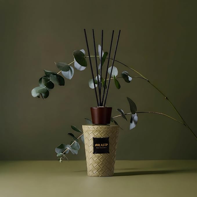 Airkeep Reed Diffuser Set, Wild Mint Eucalyptus 5.1 fl oz (150 ml), Long Lasting Home Fragrance with Reed Diffuser Sticks, Decorative Room Diffuser for Bathroom, Bedroom, Living Room & Office