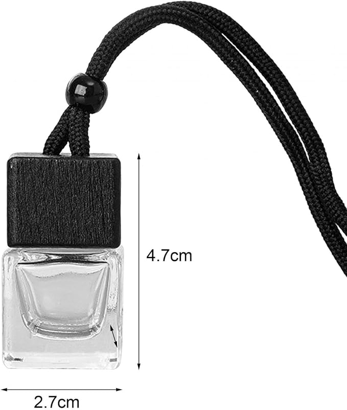 3 Pcs Hanging Car Diffuser Bottles, 8ml Empty Glass Essential Oil Diffuser with Wooden Cap for Auto Interior and Home Decor