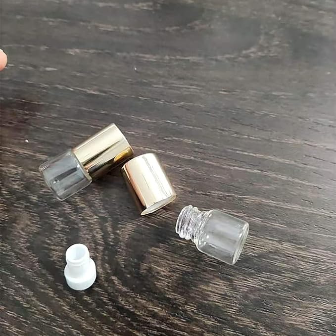 12Pcs Gold Glass Roll-on Bottles for Essential Oils,1ml,Mini Glass Roll on Bottles Roller Refillable Essential Oil Aromatherapy Sample Vials Roller Container,Refillable Cosmetic Roller Bottles