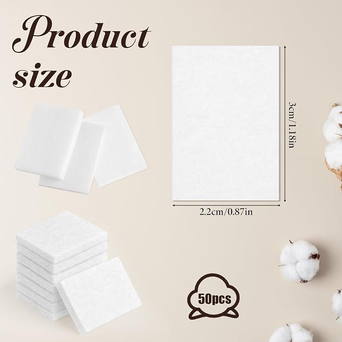 50 Pcs Unscented Aroma Pads, White Aromatherapy Perfume Diffusers | 1.2 x 0.9 in Humidifier Aromas Pad Replacement, Air Filter Scent Pad, Aroma Oil Refill Pads, Essential Oil Pads