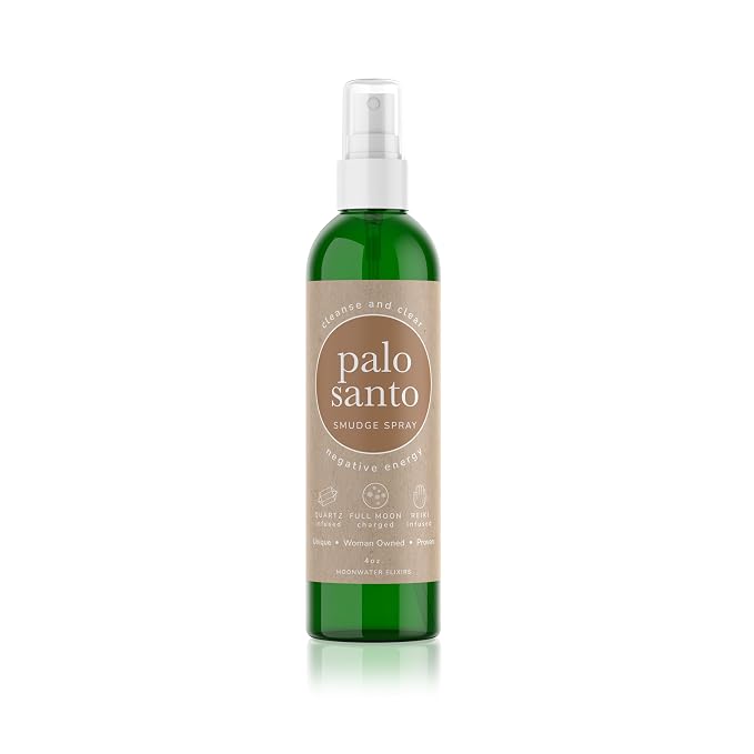 Palo Santo Smudge Spray. Energy Clearing & Aura Cleansing Mist. Reiki-Charged Sacred Spray with Pure Essential Oils for Meditation, Relaxation, Negative Energy Removal, Room & Spiritual Cleansing