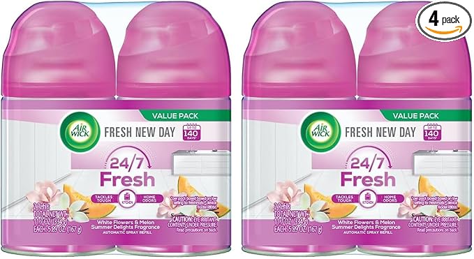 Air Wick Automatic Air Freshener Spray Refill, 2ct, Summer Delights, Odor Neutralization, Essential Oils (Pack of 2)