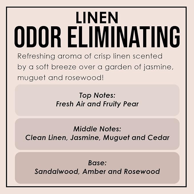 Fresh Linen Two Pack Odor Eliminating Highly Fragranced Candle - Eliminates 95% of Pet, Smoke, Food, and Other Smells Quickly - Up to 80 Hour Burn time - 12 Ounce Premium Soy Blend