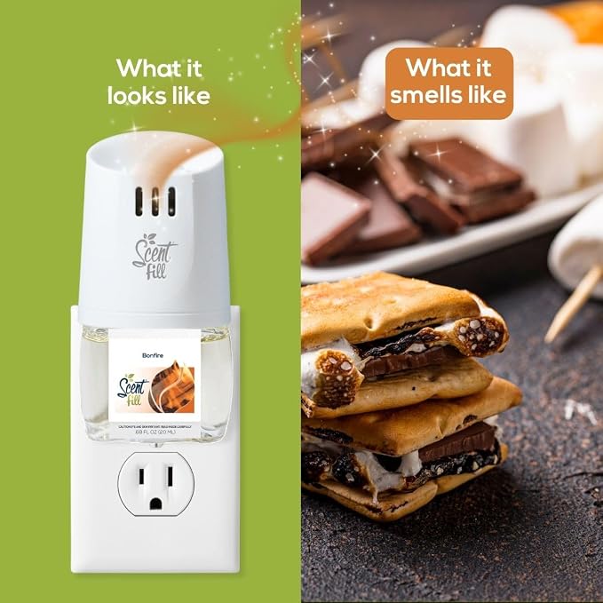 Scent Fill Bonfire Plug in Air Freshener Starter Kit, 2 Refills + Diffuser