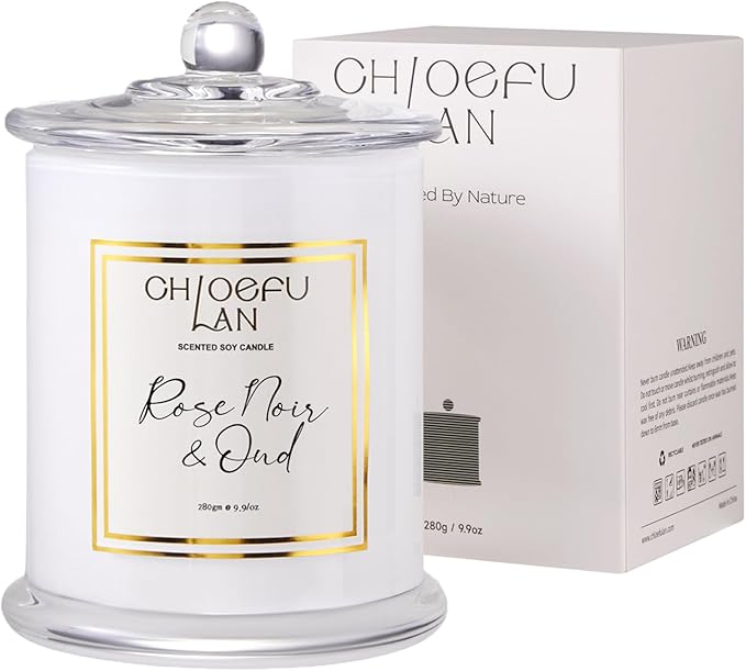 Rose Scented Candles, Oud Candle Gifts for Women, Long Lasting Burning Highly Scented Lovely Candles, Valentines Day Gifts for Her, Luxury Jar Candle for Mom, 70 Hours 10 oz
