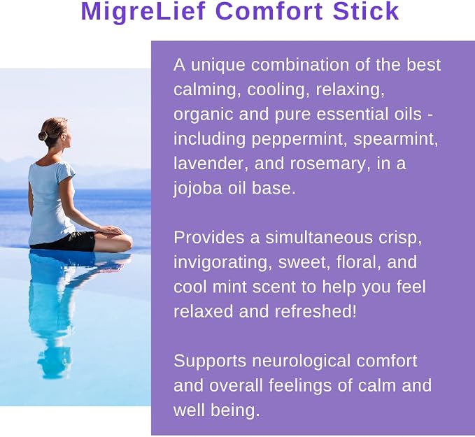 Nutritional Support & Comfort Kit for Migraine Sufferers - MigreLief Original Daily Triple Therapy Formula, Plus MigreLief Comfort Stick Essential Oils Roll-On (10ml) - 1 Month Supply.