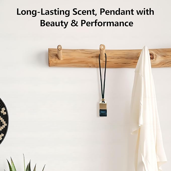 4 Pcs Hanging Car Air Freshener Bottles, Empty Black Glass Diffuser with Essential Oil - Refillable Aromatherapy Pendant for Auto, Home, Office Decor (Square, Cube Shape)