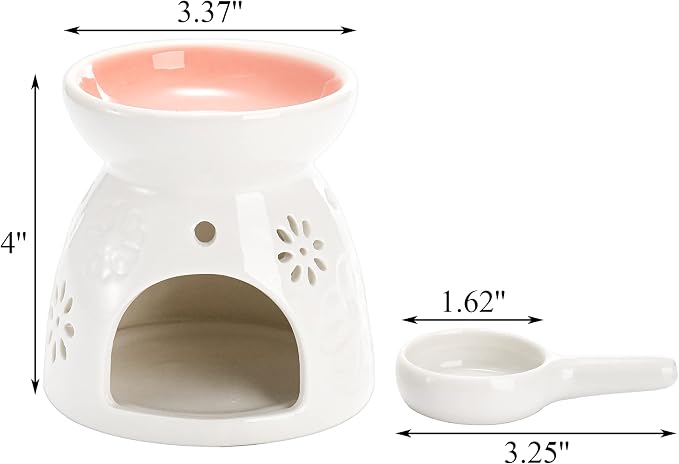 Yesland 3 Pack Ceramic Essential Oil Burner, Wax Melt Burners with Spoon Colored Tealight Candle Holder, Aromatherapy Aroma Burner for Home, Bedroom Decor, Christmas, Birthday, Wedding Gift