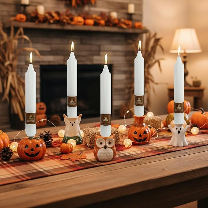 White Taper Candles 9 inch - 4 Pack Fat Candle Taper Candles Smokeless Unscented Tall Candlesticks - Perfect for Wedding Holiday Evening Wedding Bohemian Seaside Theme Home Decor