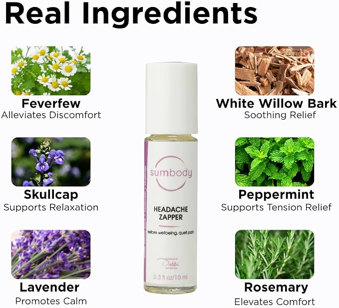 Essential Oil Rollers Headache Tension Relief Zapper - (10ml) Roll On for Soothing Relaxation, Aromatherapy Roller Headache Stick, Head Comfort, Soothing Head Stick