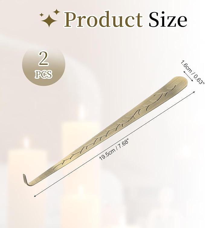 uxcell 2 Pcs Candle Wick Dipper, Stainless Steel Candle Wick Hook, Flame Dipper Snuffer Extinguish Accessory Flat Design for Putting Out Flame Home Decor Gifts, Bronze