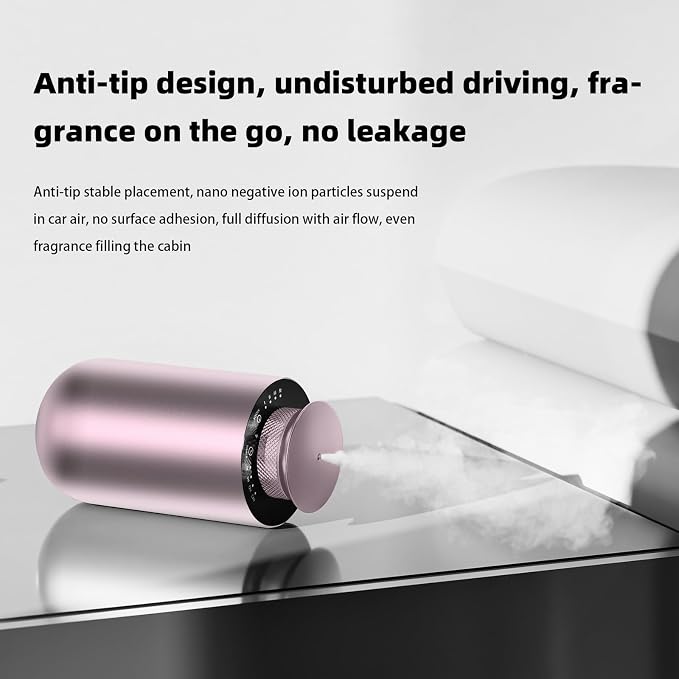 2026 Upgraded Rechargeable Waterless Car Scent Diffuser Kit, Includes 2 Premium Oils, Auto On/Off, 4 Mist Levels & Timers, Portable Aromatherapy Diffuser for Hotel,Home,Room,Studio,Office - Rose Gold