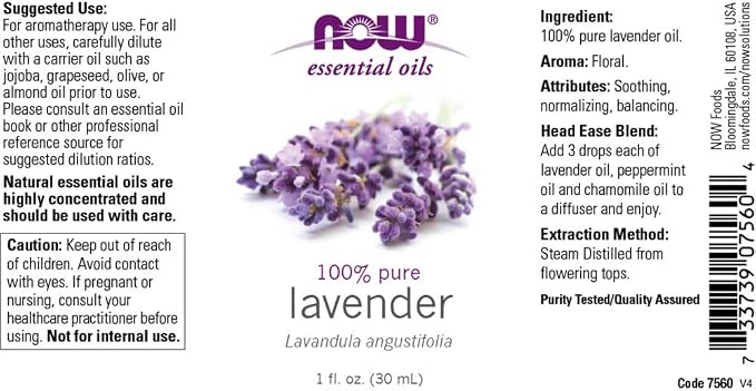 NOW Foods Lavender Oil, 1 Fluid Ounce (2 Pack)
