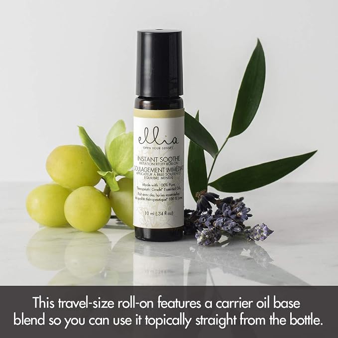 Ellia Essential Oil Roll-On | Instant Soothe Blend| 10ml, 100% Pure, Therapeutic Grade