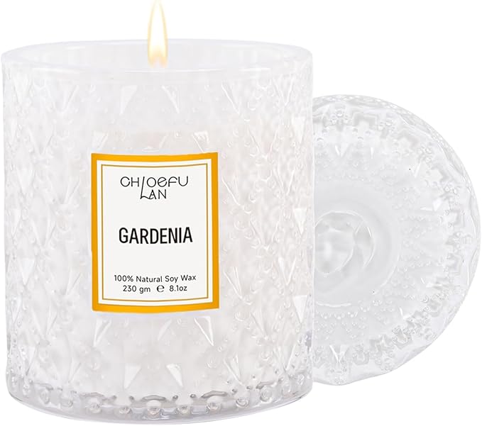 Gardenia Scented Candles for Home, Natural Soy Candle Gifts for Home Decor, Birthday Candless Gift for Women, Holiday Gifts, 8.1oz 55 Hours Burn