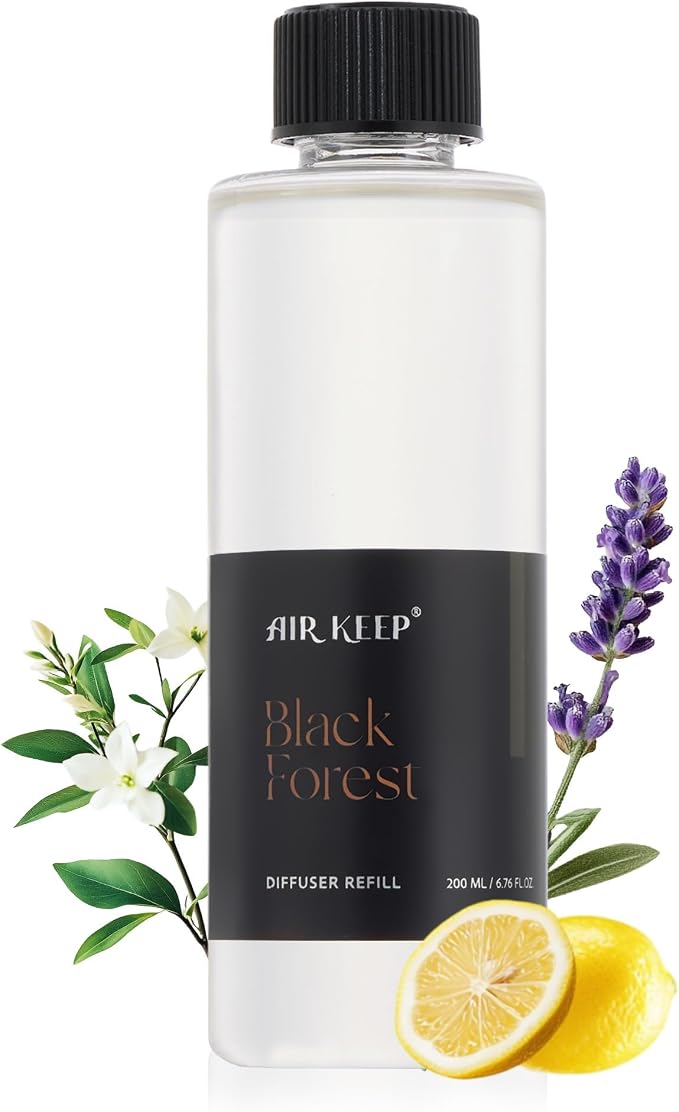 Airkeep Black Forest Reed Diffuser Refill – 6.76 fl oz – Premium Scented Oil for Home Aromatherapy – Long-Lasting Fragrance for Reed Diffusers – Perfect for Bathroom, Bedroom & Home Decor