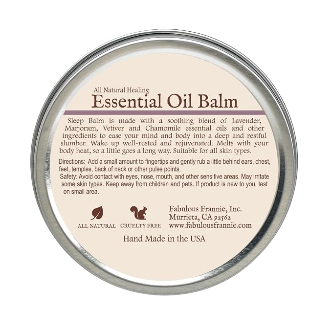Fabulous Frannie Anxious Healing Balm Made with Pure Essential Oils and Sunflower Oil, Coconut Oil, Shea Butter, Beeswax, Soy Wax, Aloe Vera 3.5oz Tin