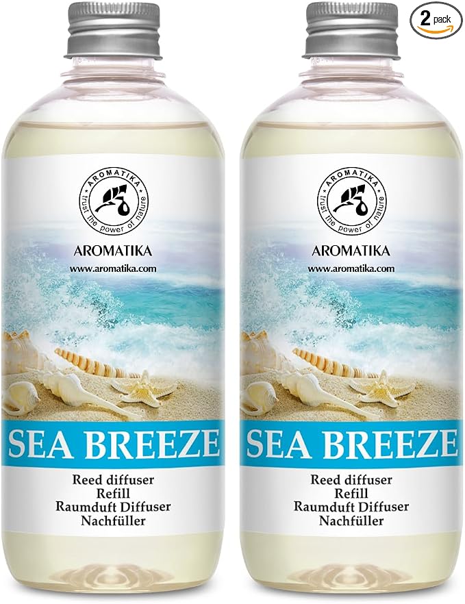 Reed Diffuser Refill Set Sea breeze 2 х 17Fl Oz - Aroma Refill for Reed Diffuser - Long Lasting Home Fragrance - Air Freshener - Fresh Scent - Aromatherapy - Home decor - Air diffuser