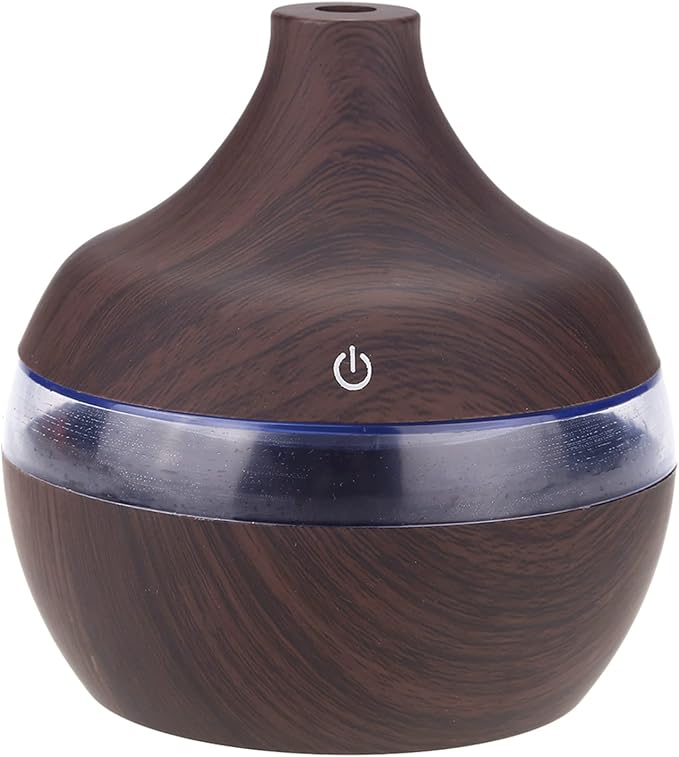 Omabeta Portable Mini Humidifier, 300ml Small Cool Mist Humidifiers, Wood Grain LED USB Color-changing Humidifier, Oil Diffuser with Colorful Night Light Mist Maker for Office Car Home, Super Quiet