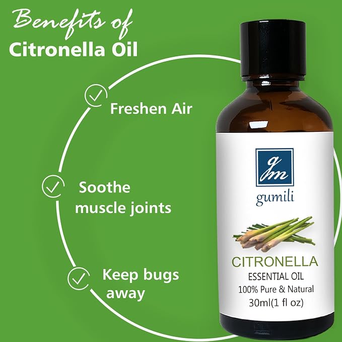 GM Gumili Citronella Essental Oil for Diffuser Aromatherapy - 1 Oz/30ml