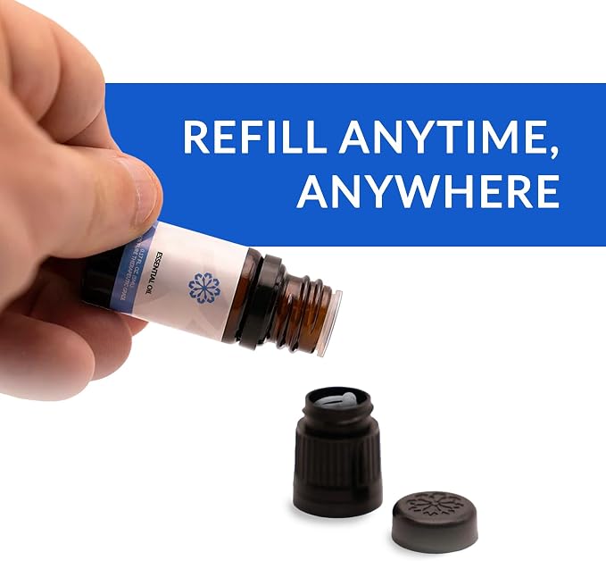 Essence Essential Oil Bottle Top with Built-in Soaking Bay | Refillable Cap for Nasal Diffuser Nose Ring | Aromatherapy Bottle Adapter for Wearable Nasal Diffuser | Made in USA | Black
